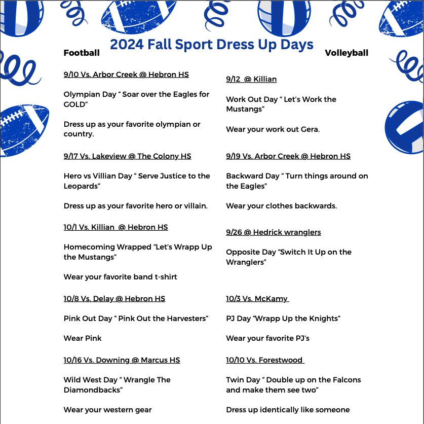  Sports Spirit Days